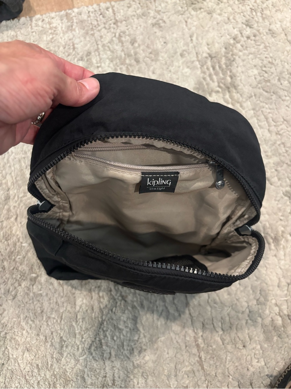 Kipling Black Sling Backpack - Compact Everyday Crossbody - Picture 3 of 4